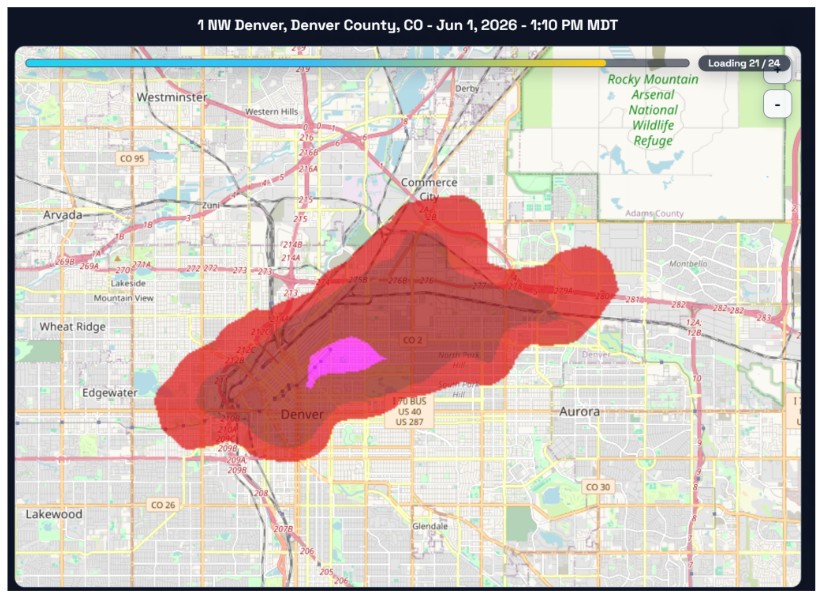 Generated Hail Trail overlay across a street map