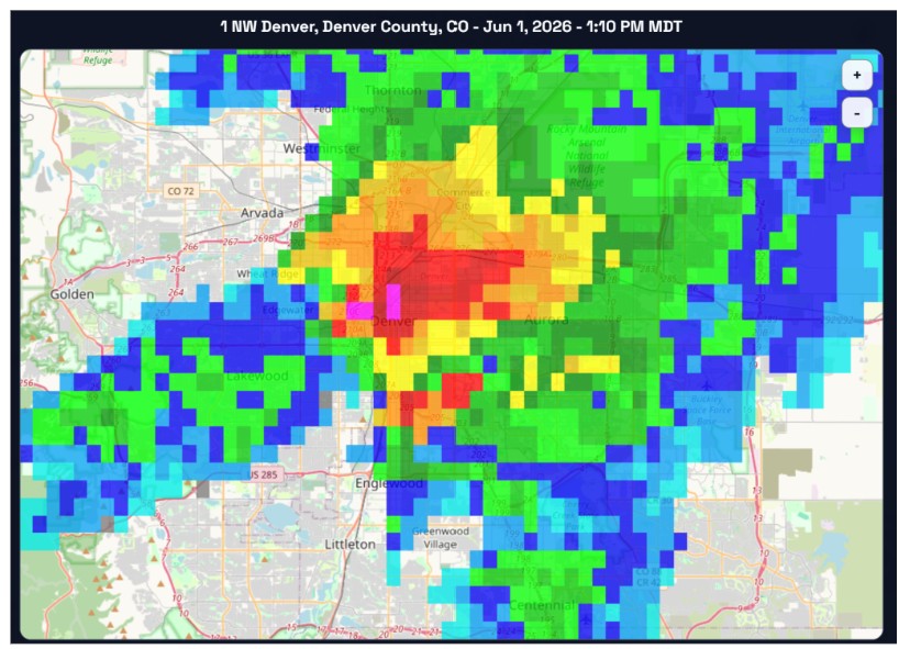 Historical radar lookback over a city map